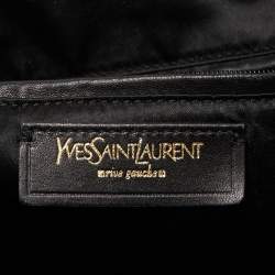 Pre Owned Saint Laurent Red/Gold Canvas and Leather Drawsting Kahala Tote