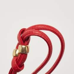 Yves Saint Laurent Red/Grey Woven Coated Canvas and Leather Double Flap Crossbody Bag