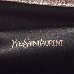 Pre Owned حقيبة كلتش ايف سان لوران بيل دو جور جلد لامع بيج بقلاب