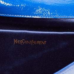 Pre Owned Yves Saint Laurent Blue Patent Leather Belle De Jour Clutch
