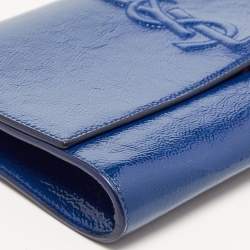 Pre Owned Yves Saint Laurent Blue Patent Leather Belle De Jour Clutch