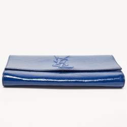Pre Owned Yves Saint Laurent Blue Patent Leather Belle De Jour Clutch