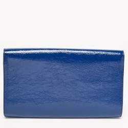 Pre Owned Yves Saint Laurent Blue Patent Leather Belle De Jour Clutch