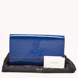 Pre Owned Yves Saint Laurent Blue Patent Leather Belle De Jour Clutch