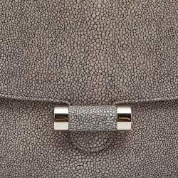 Pre Owned Yves Saint Laurent Grey Stingray Embossed Leather Sac Muse Clutch