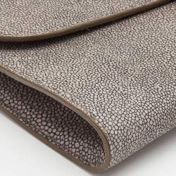 Pre Owned Yves Saint Laurent Grey Stingray Embossed Leather Sac Muse Clutch