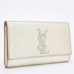 Pre Owned حقيبة كلتش أيف سان لوران قلاب بل دو جور جلد ذهبي ميتالك