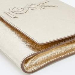 Pre Owned حقيبة كلتش أيف سان لوران قلاب بل دو جور جلد ذهبي ميتالك