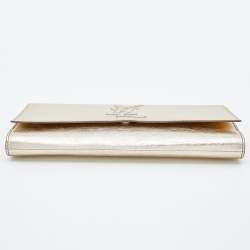 Pre Owned حقيبة كلتش أيف سان لوران قلاب بل دو جور جلد ذهبي ميتالك