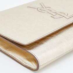 Pre Owned حقيبة كلتش أيف سان لوران قلاب بل دو جور جلد ذهبي ميتالك