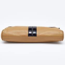 Pre Owned Yves Saint Laurent Beige/Black Patent Leather and Leather Cocktail Oversized Clutch