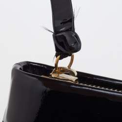 Pre Owned Yves Saint Laurent Beige/Black Patent Leather and Leather Cocktail Oversized Clutch