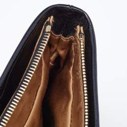 Pre Owned Yves Saint Laurent Beige/Black Patent Leather and Leather Cocktail Oversized Clutch