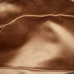 Pre Owned Yves Saint Laurent Beige/Black Patent Leather and Leather Cocktail Oversized Clutch