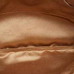 Pre Owned Yves Saint Laurent Beige/Black Patent Leather and Leather Cocktail Oversized Clutch