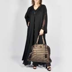 Pre Owned Yves Saint Laurent Khaki Green Croc Embossed Leather Oversized Muse Bag