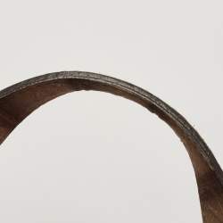 Pre Owned Yves Saint Laurent Khaki Green Croc Embossed Leather Oversized Muse Bag