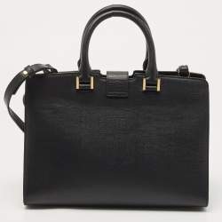 Pre Owned Yves Saint Laurent Black Leather Small Cabas Chyc Satchel