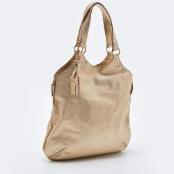 Pre Owned Yves Saint Laurent Metallic Gold Leather Sac Metropolis Tote