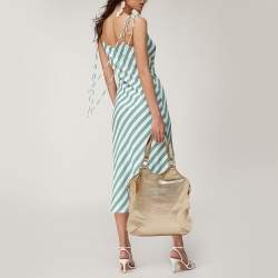 Pre Owned Yves Saint Laurent Metallic Gold Leather Sac Metropolis Tote