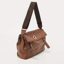 Yves Saint Laurent Brown Canvas and Leather Medium Muse Bag