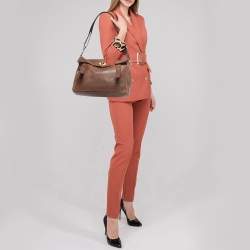 Yves Saint Laurent Brown Canvas and Leather Medium Muse Bag