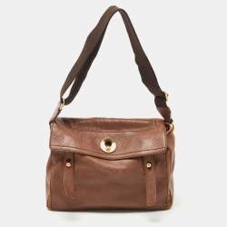 Yves Saint Laurent Brown Canvas and Leather Medium Muse Bag