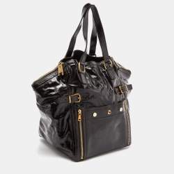 Pre Owned Yves Saint Laurent Brown Patent Leather Large Downtown Tote