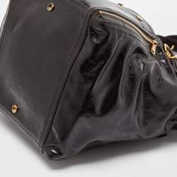 Pre Owned Yves Saint Laurent Brown Patent Leather Large Downtown Tote