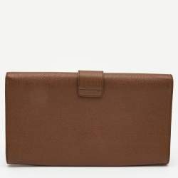 مملوكة مسبقًا Yves Saint Laurent Brown Leather Y-Ligne Flap Clutch