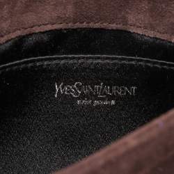 Pre Owned Yves Saint Laurent Brown Nadia Wristlet Pochette Bag