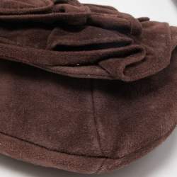 Pre Owned Yves Saint Laurent Brown Nadia Wristlet Pochette Bag