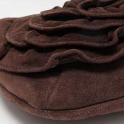 Pre Owned Yves Saint Laurent Brown Nadia Wristlet Pochette Bag