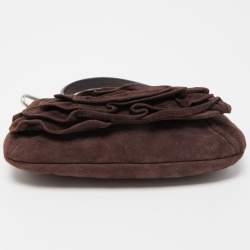 Pre Owned Yves Saint Laurent Brown Nadia Wristlet Pochette Bag