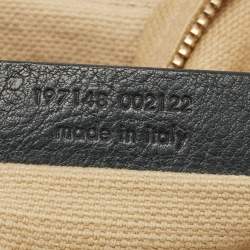 Pre Owned Yves Saint Laurent Navy Blue/Green Croc Embossed Suede and Leather Muse Two Top Handle Bag