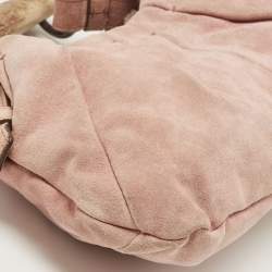 Pre Owned Yves Saint Laurent Pale Pink Suede Mombasa Horn Hobo