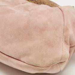 Pre Owned Yves Saint Laurent Pale Pink Suede Mombasa Horn Hobo