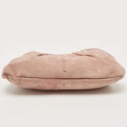 Pre Owned Yves Saint Laurent Pale Pink Suede Mombasa Horn Hobo