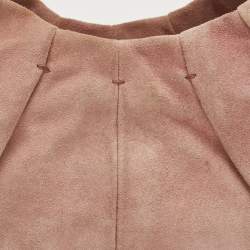 Pre Owned Yves Saint Laurent Pale Pink Suede Mombasa Horn Hobo