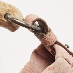 Pre Owned Yves Saint Laurent Pale Pink Suede Mombasa Horn Hobo