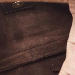 Pre Owned Yves Saint Laurent Pale Pink Suede Mombasa Horn Hobo