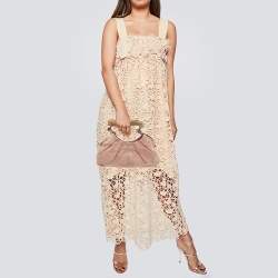 Pre Owned Yves Saint Laurent Pale Pink Suede Mombasa Horn Hobo