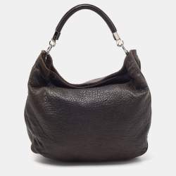 Pre Owned Yves Saint Laurent Brown Leather Large Roady Hobo