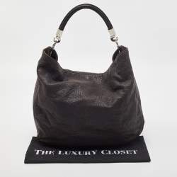Pre Owned Yves Saint Laurent Brown Leather Large Roady Hobo