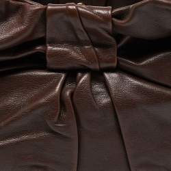 Pre Owned Yves Saint Laurent Dark Brown Leather Pleated Hobo