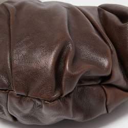 Pre Owned Yves Saint Laurent Dark Brown Leather Pleated Hobo