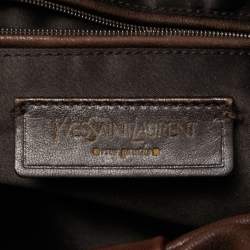 Pre Owned Yves Saint Laurent Dark Brown Leather Pleated Hobo