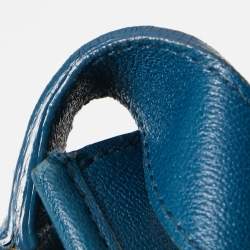 Pre Owned Yves Saint Laurent Teal Blue Leather Medium Cabas Chyc Shoulder Bag