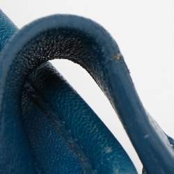 Pre Owned Yves Saint Laurent Teal Blue Leather Medium Cabas Chyc Shoulder Bag