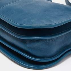 Pre Owned Yves Saint Laurent Teal Blue Leather Medium Cabas Chyc Shoulder Bag